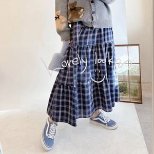 보블리에 / 체크 캉캉 밴딩 롱 스커트