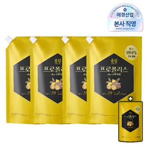 순샘 항균 주방세제 프로폴리스 레몬 1.2L파우치 4개 +프로폴리스 애플 주방세제 300ml 증정, 1개