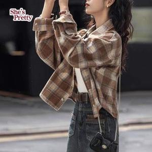 [쉬즈프리티] 에페크롭체크셔츠