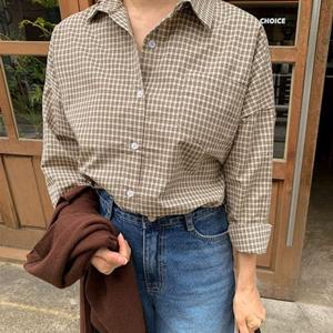 코코블랙 / 여성 가을 체크 셔츠