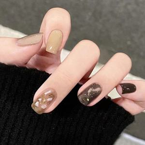 베이지 글리터 자개 포인트 붙이는 네일팁 [24tips]