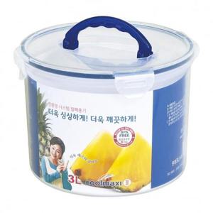 쿨맥시2 원형 보관 밀폐용기 냉장고정리 반찬통 핸들형 3L