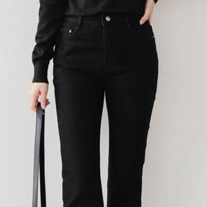 여성 봄 가을 머스트 부츠컷 블랙 데님팬츠