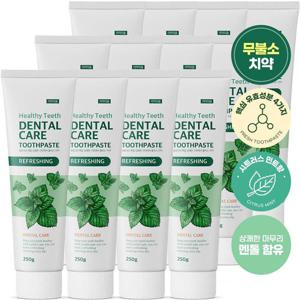 쉼표365 매일 상쾌한 구취케어 플러스 치약 250g x 12개입 구취 입냄새 제거 잇몸 무불소 시트러스민트향
