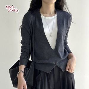[쉬즈프리티] 볼테레이어브이넥니트