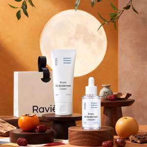 [화잘먹선물세트] 히알루론산 바이옴 수분 크림80ML 1개 + 바이옴 수분 앰플 30ML 1개+ 쇼핑백증정/라비엘