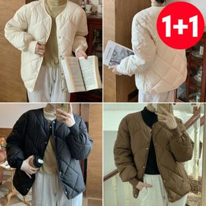 1+1 넉넉한 오버핏 누빔 여성경량패딩점퍼+사은품증정(양말)