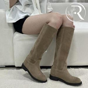 [디자이어로즈]여성 스웨이드 롱부츠 3cm 블랙 가죽
