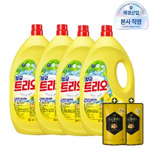트리오 항균 주방세제 3kg 4개 +프로폴리스 애플 주방세제 300ml 증정, 2개