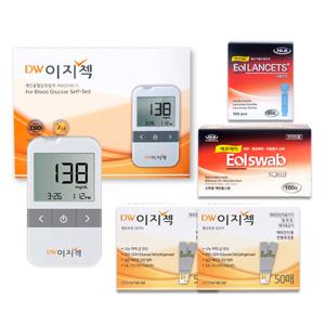 DW이지첵 혈당세트 당뇨기계+시험지100+침110+솜100
