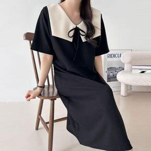 까르죠아 66~110 세일러카라 리본 원피스 하객룩 임부복 3xl 4xl 88 99 100 사이즈