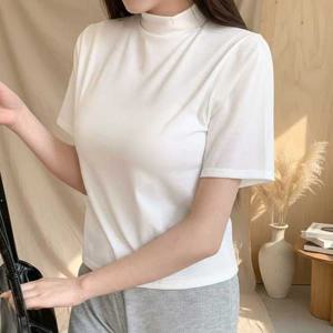 옷자락 / 여성 봄여름 여유로운 반폴라 반팔 티셔츠