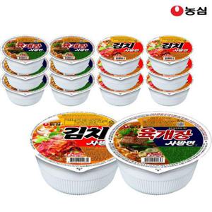 농심 컵라면 혼합 12개(육개장사발면6개+김치사발면6개)_