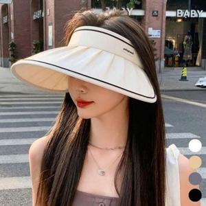 햇빛가리개모자 영문 와이드 주름 휴양지 포인트 바닷가 외출 여성 WFOJJSK