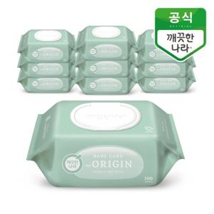 깨끗한나라 베이비 케어 디 오리진 물티슈 캡 100매 10개