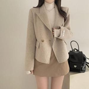 [옷자락] 여자 겨울 출근 하객룩 솔리드 세미크롭 숏코트 자켓