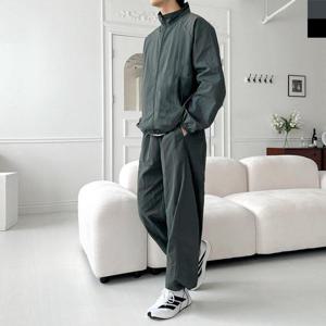 [179st]GQQ SF1033M-SF1034M 남자 오버핏 하프넥 집업 바람막이 나일론 와이드 바지 세트