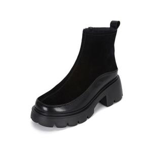 [무크]여성 웨이브 콤비 청키 앵클부츠 블랙 6cm  522656IA