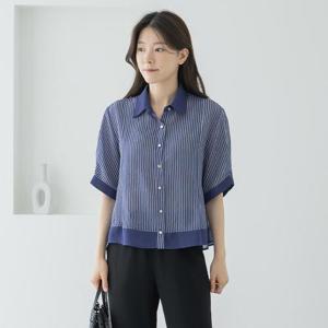 엄마옷 마담4060 슬림 스트라이프 블라우스 -QBL2606050-