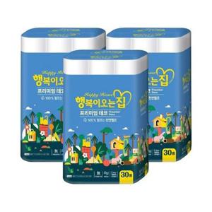 [이푸른][오늘] 프리미엄 3겹 데코 천연펄프 화장지 27m 30롤 x 3팩_26300839_587899