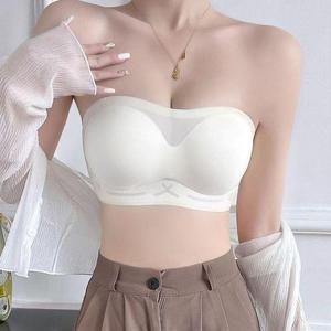 화이트 튜브탑브라 빅사이즈브라 자세 브라 블랙 수면 보정 끈없는 앞후크 가슴작아보이는 걸이