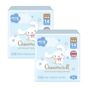 마리솜 시나모롤 순면 소프트 중형 생리대 14입 X2팩