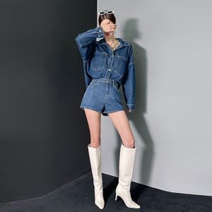 러블리감성 / 가을옷 오버핏 청남방 청반바지 투피스 세트