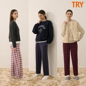 [트라이]25FW 신상 트라이 여성 기모 파자마 팬츠 3종 _23109376_643588