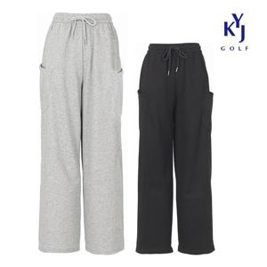 [김영주골프]봄가을 힙스터 오픈포켓 밴딩 여성 골프 와이드 카고 스웨트팬츠 KPFLSL86