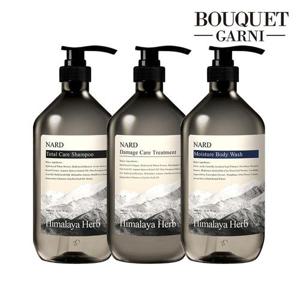 부케가르니 히말라야 허브 나드 시그니처향 3종 (샴푸 1000ml+트리트먼트 1000ml+바디워시 1000ml)