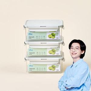 에코센스 조이락 트라이탄 밀폐용기 직사각 1200ml, 3개