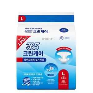 365크린케어 성인용 겉 기저귀 와이드형 매직테이프 대형 10개입 8팩 총 80매