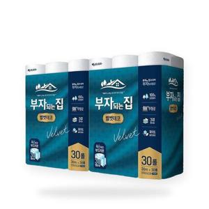 모나리자 부자되는집 부드럽고 도톰한 벨벳 데코 화장지 30m 60롤 휴지