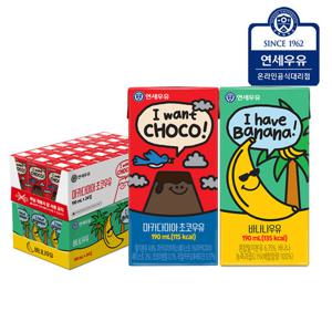연세우유 멸균우유 바나나우유 24팩+마카다미아 초코우유 24팩(총48팩)