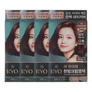려 우아채 염색약 새치크림 6C 커피브라운 x4
