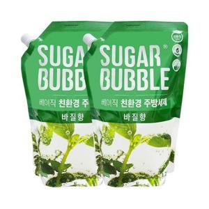 슈가버블 주방세제 바질 1.2L x2