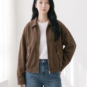 NC532 데일리 미니멀 스웨이드 카라 집업 자켓