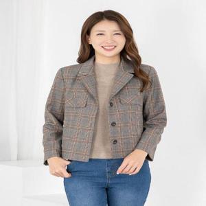 [모슬린]엄마옷 자켓 체크 카라 숏 캐주얼 609FGH015 마담/중년여성/빅사이즈/50대/60대