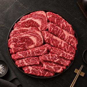 [자연맛남] 1등급 소고기 구이한판 600g(등심+채끝+갈비살/각200g) 참소스2개+솔트1개증정