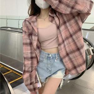 [오노마] ONM 여성 가을 겨울 체크셔츠 핑크 여리여리함 예쁜셔츠