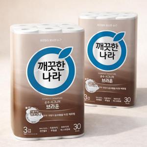깨끗한나라 시그니처 브라운 화장지 30m 30롤 2팩