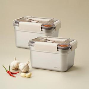 [2P]락앤락 숨쉬는 무연마 스텐 김치통 직사각 3.7L 2개 구성