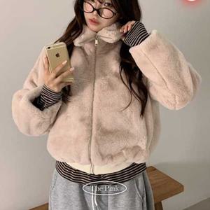더핑크 / 요르 루즈핏 카라 밍크 퍼 무스탕 집업 자켓