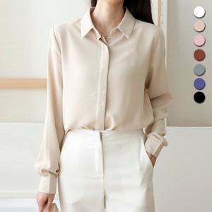 [유니제이] 데일리 찰랑 링클프리 카라 블라우스