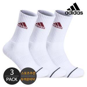 [아디다스]아디다스 남성 쿠션 컬러 로고 크루삭스 3P_WH