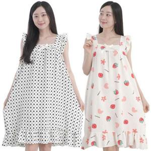 [서울양말]여름잠옷 여성 프릴 원피스 민소매 빅사이즈 임산부 냉감