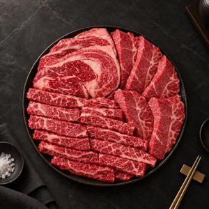 [자연맛남] 1등급 소고기 구이한판 600g(등심+부채+갈비살/각200g) 참소스2개+솔트1개증정