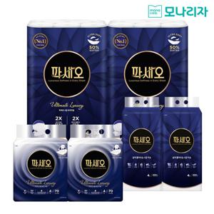 [뉴질랜드파세오] 프리미엄 4겹 스페셜세트 (4겹 롤화장지 2팩 + 로션 미용티슈 2팩  + 쉽게뽑아쓰는 4겹티슈 2팩)