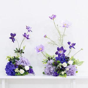 라벤더 수국 센터피스 조화 퍼플 40, 50cm 인테리어 꽃 테이블 장식 소품 웨딩 촬영 행사
