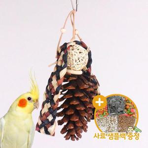양갈래 솔방울 앵무새 장난감 등나무공 입질해소 01145